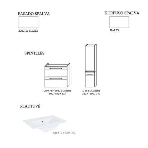 Komplektas be veidrodžio