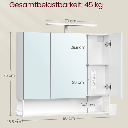 Balta vonios spintelė 45 kg apkrovai