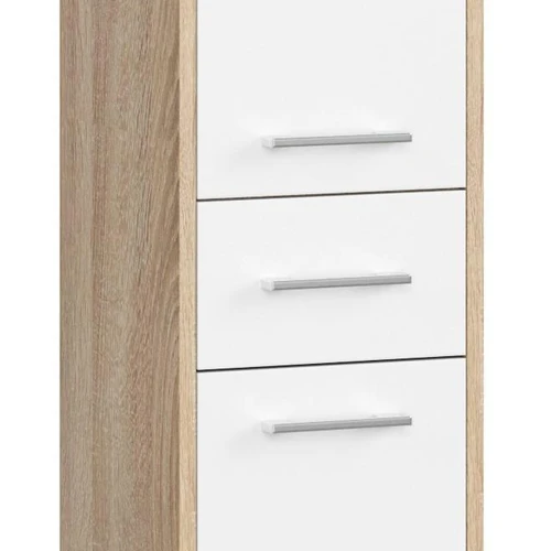Vonios spintelė AKORD FIN, 2 durys, 1 stalčius, rudos/baltos spalvos, 30 × 85 × 30 cm
