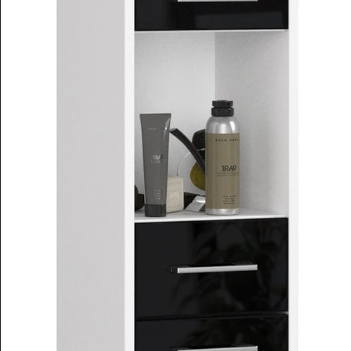 Vonios spintelė FIN 2D 1SZ 1W, baltos/juodos spalvos, 30 × 140 × 30 cm