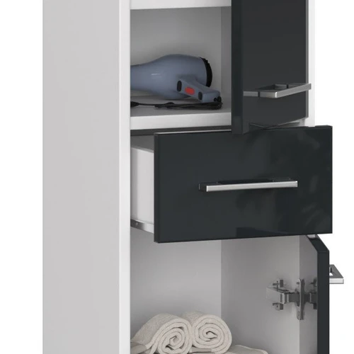 Minimalistinė vonios spinta baltai ir grafitui