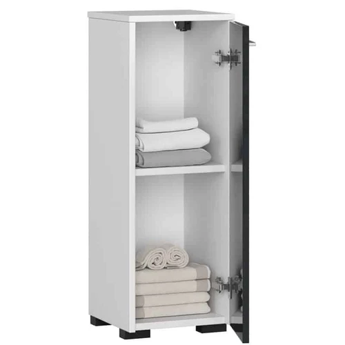 Blizgi vonios spintelė su baltu korpusu ir grafito durimis