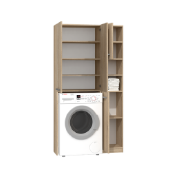 Minimalistinė spintelė su sidabro rankenėlėmis