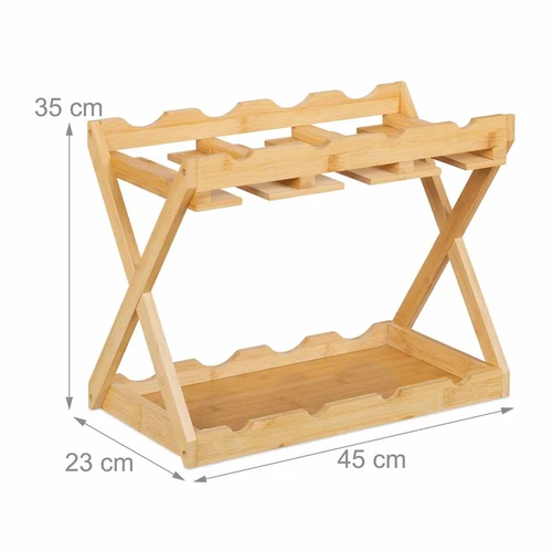 Vyno butelių lentynėlė Relaxdays 10051036.0, 8 buteliams, 45 × 35 × 23 cm - Dekoracijos