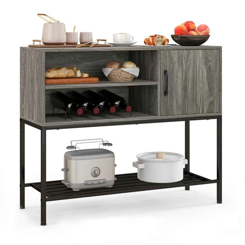 Vyno lentyna 100x35x83cm., pilkos/juodos spalvos