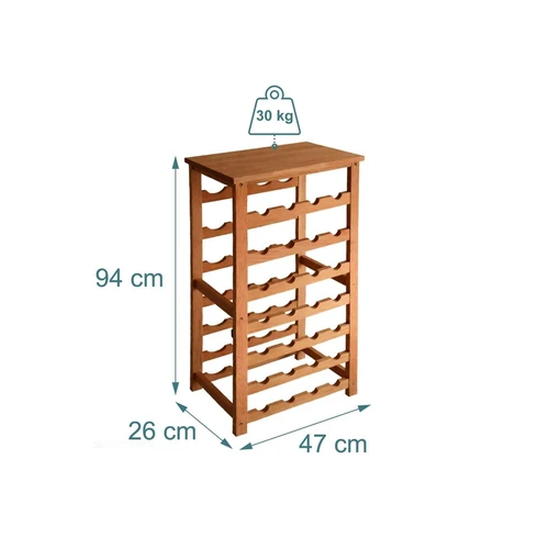Vyno lentyna Relaxdays, horizontali, 28 buteliams, Ruda, 47 × 94 × 26 cm - Lentynos