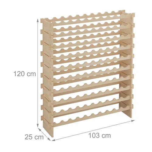 Vyno stovas Relaxdays 10050653_1691, 100 butelių, Ruda, 103 × 120 × 25 cm - Lentynos