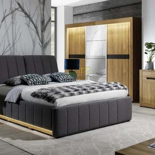 Klasikinė ąžuolo spinta su grafito akcentais ir funkcionaliu dizainu