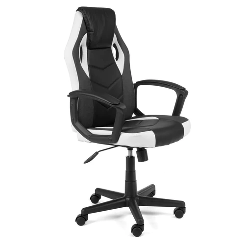 Žaidimų kėdė F4G FG-19, baltos/juodos spalvos, 60 × 103–113 × 65 cm