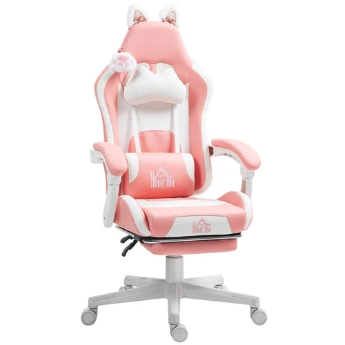 Žaidimų kėdė Homcom 65x62x124cm., rožinės/baltos spalvos
