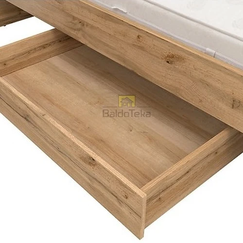 Minimalistinė lova su natūraliu ąžuolo atspalviu