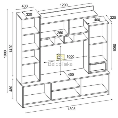 Ergonominė spintelė 180x190x40 cm, 18 mm LMDP