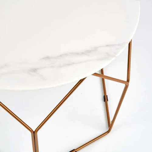 Stiklo stalas su marmuro ir aukso dizainu, 60x45 cm