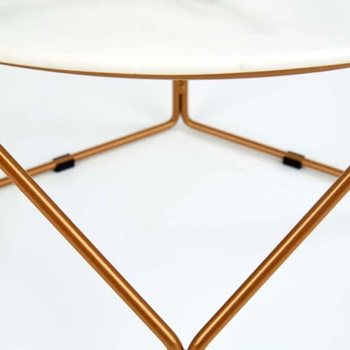 Stiklinis stalas su marmuro efektu ir aukso detalėmis