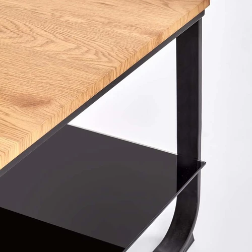 Elegantiškas stalas su auksinio ąžuolo ir juodos spalvos deriniu