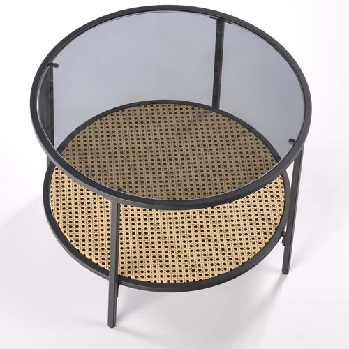 Šiuolaikinės kėdės su sintetiniu rotangu ir stiklu