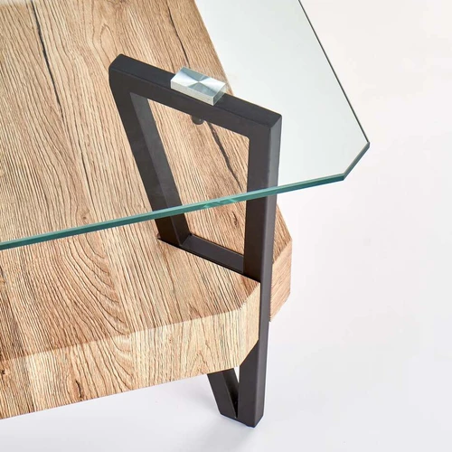 Elegantiškas stalas su stiklo ir plieno kombinacija