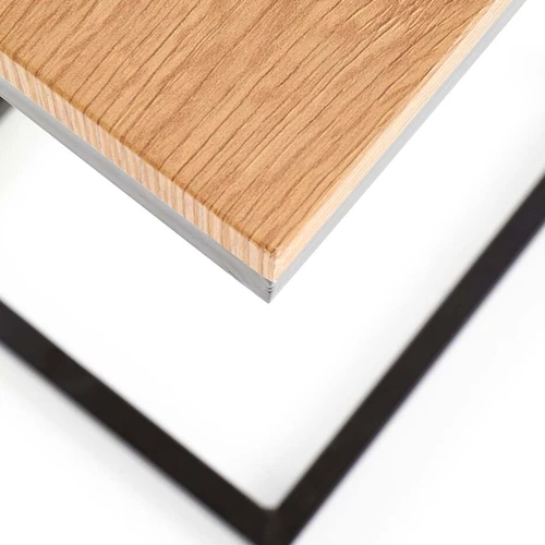 Stylūs auksinio ąžuolo ir juodo spalvos stalas su MDF ir plieno deriniu