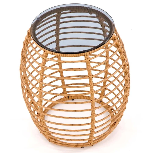 Šiuolaikiški stikliniai stalai su sintetiniu rotangu