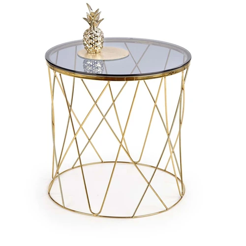 Rūkytas ir chromo spalvų stiklinis stalas