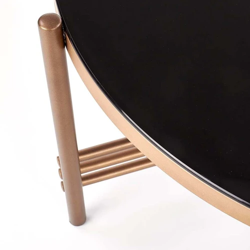 Elegantiškas stiklo stalas su auksiniais detalėmis