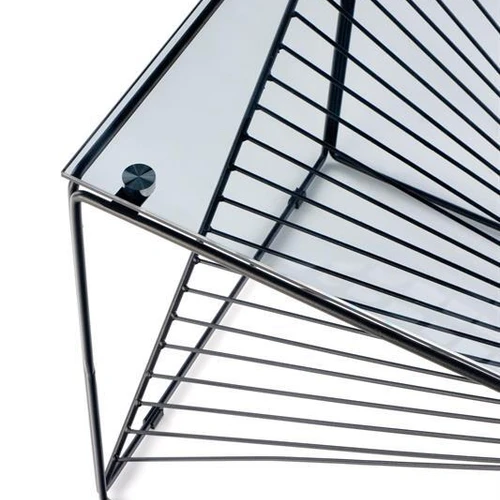 Šiuolaikiška stiklo ir plieno spintelė rūkytos spalvos