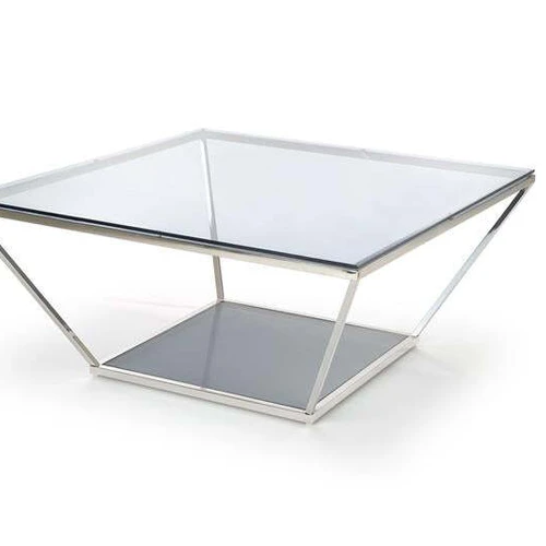Modernus stiklinis stalas su rūkytu stiklu, 100x100x45 cm