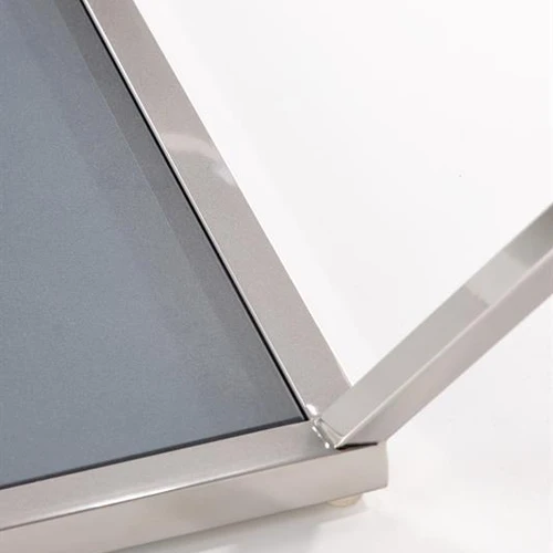 Stiklinis stalas su rūkytu stiklu ir nerūdijančiu plienu 100x100x45 cm