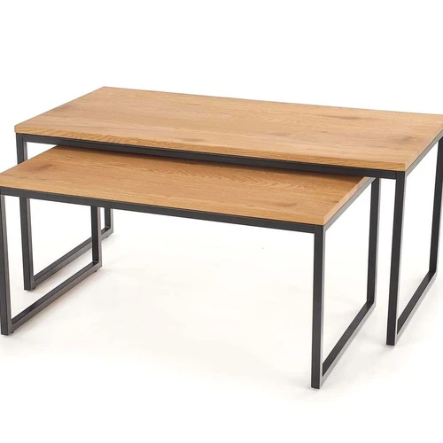 Praktiški baldai auksinio ąžuolo ir juodos spalvos deriniu