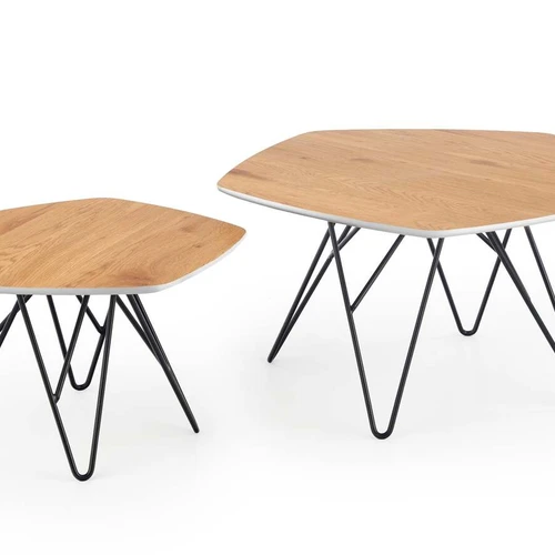 Laminuoti ir lakuoti stalai - auksinis ąžuolas, balta, juoda