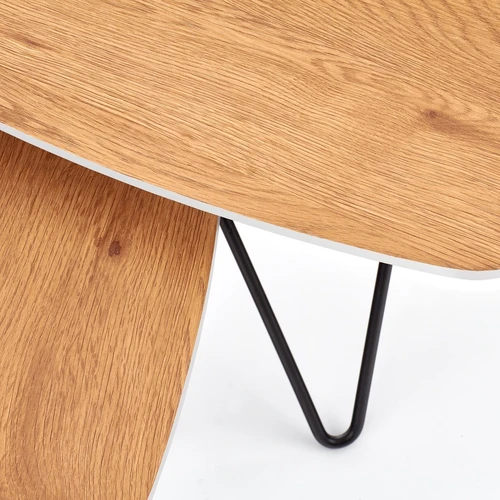 Aukštos kokybės stalai iš MDF ir plieno - auksinis ąžuolas, balta, juoda