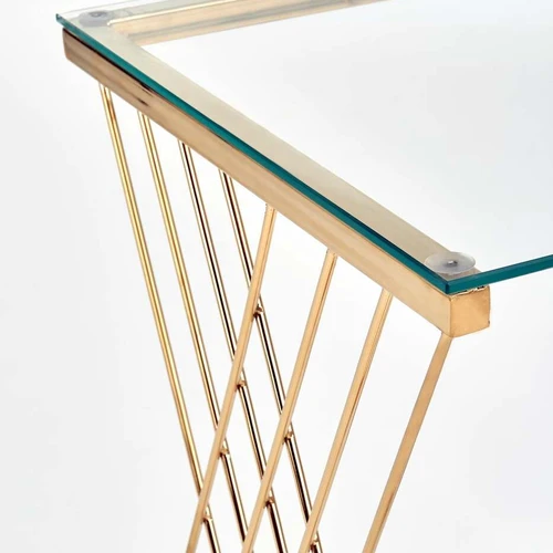 Elegantiškas stalelis su stiklo plokšte ir aukso atspalviu