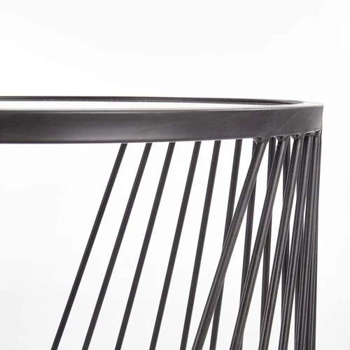 Rūkytas ir juodas stiklo stalas – 50/50 cm ir 42/45 cm, miltelinis plienas