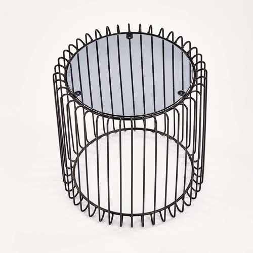 Kompaktus stiklo stalas su plieno pagrindu