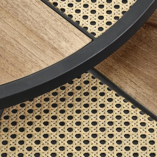 Dviejų kavos staliukų komplektas auksinis ąžuolas/juodas