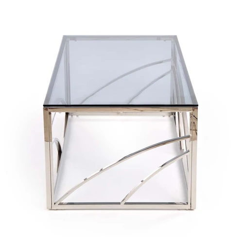 Elegantiškas stiklo stalas rūkytos ir sidabrinės spalvos