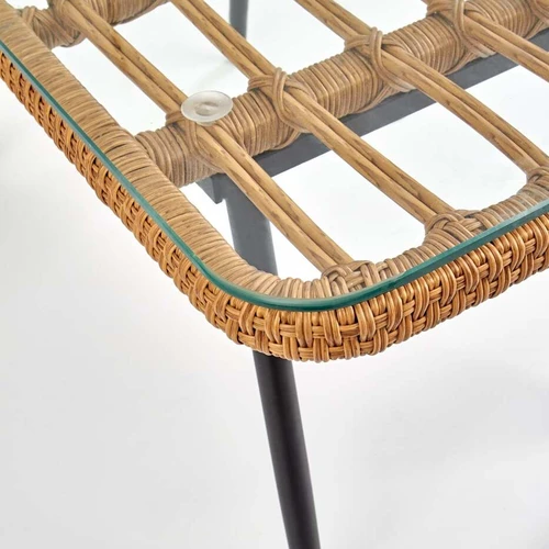 Patogi rotango kėdė su stiklo stalu