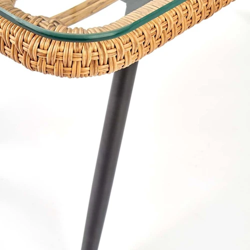 Šiuolaikiška rotango kėdė su stiklo stalu