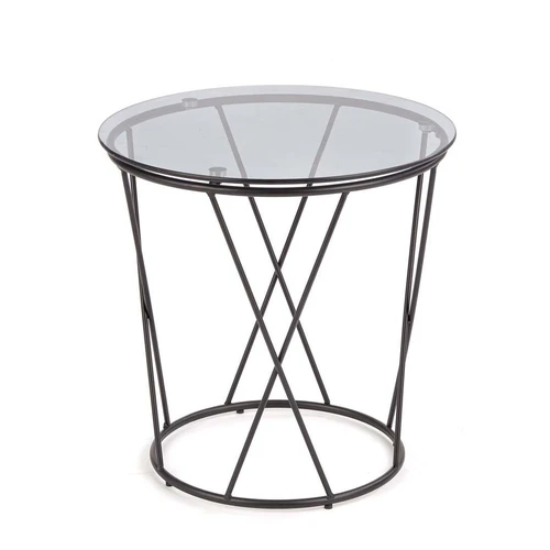 Kompaktiškas 50x50 cm stalas rūkytos ir juodos spalvos