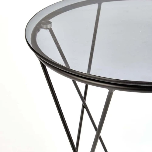 Elegantiškas stalas 50x50 cm, stiklas ir miltelinis plienas