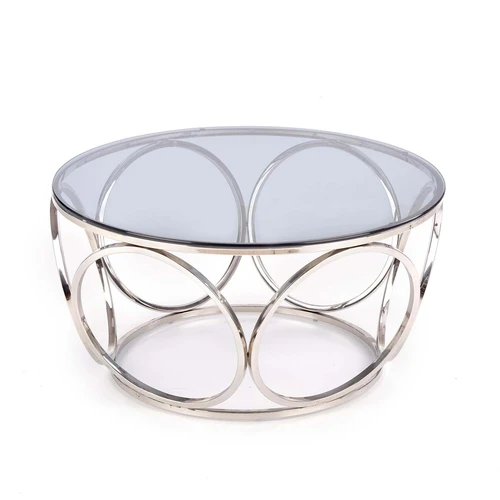 Rūkytas stiklo stalas su nerūdijančiu plienu 80x44 cm