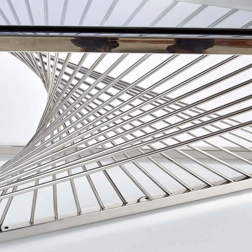 Elegantiškas stalas su rūkytu stiklu, 120x60 cm