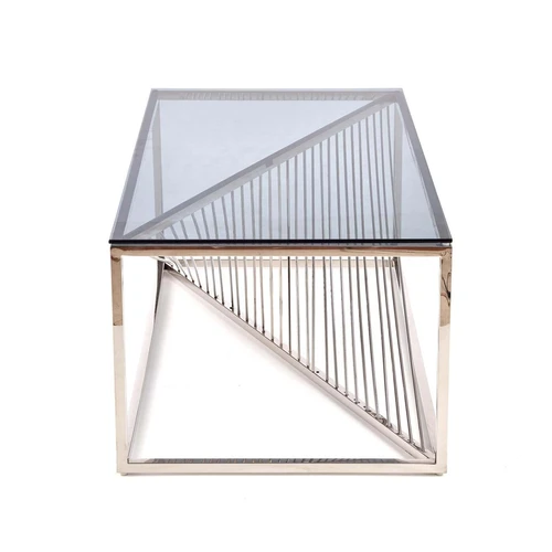 Stiklo ir nerūdijančio plieno stalas, 45 cm aukščio