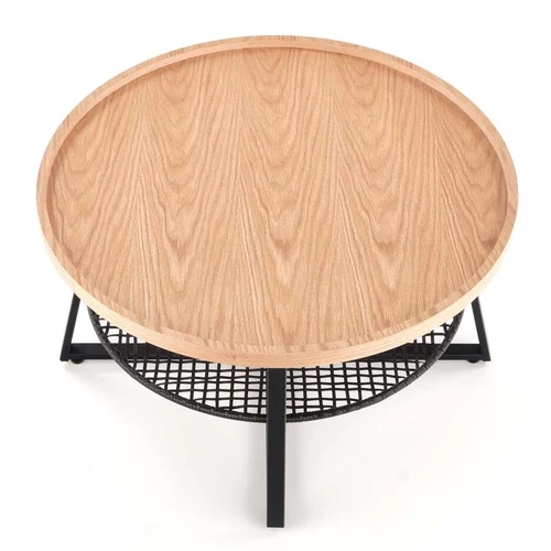 Laminuoto MDF ir sintetinio rotango stalo lempa su milteliais dengtu plienu