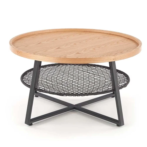 Natūralaus ąžuolo ir juodos spalvos stalo lempa su moderniu dizainu