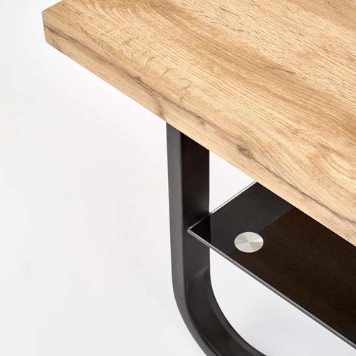 Laminuoto MDF spinta su moderniu natūralaus ąžuolo ir juodos spalvos dizainu