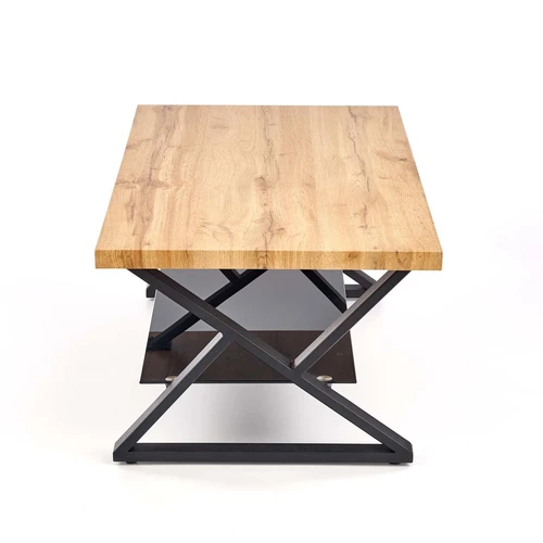 Stilingas 110/60/45 cm dydžio stalas su natūralaus ąžuolo ir juodos spalvos akcentais