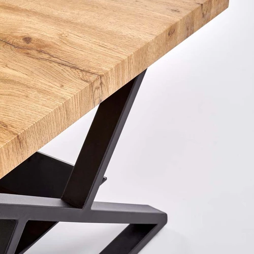 Praktiškas ir modernus stalas su natūralaus ąžuolo ir juodos spalvos deriniu, 110/60/45 cm